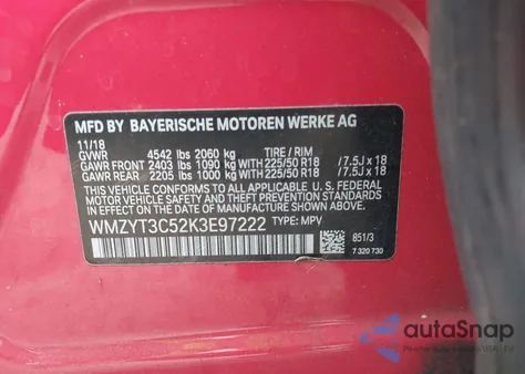 2019 Mini Countryman Cooper S z USA, uszkodzony, nr VIN WMZYT3C52K3E97222